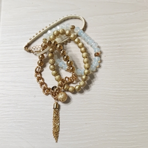 Beads and Baubles Moonstone Faceted Extra Long Necklace Pastel Dual Chain Pearls - Picture 12 of 12